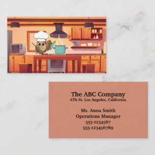 Cute Chef Owl Cooking in Kitchen   Personalise Business Card