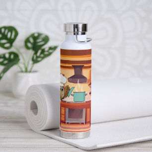 Cute Chef Owl Cooking in Kitchen Water Bottle