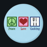 Cute Chef Peace Love Cooking Utensils Magnet<br><div class="desc">Peace Love Cooking. A cute chef gift for a meal cook featuring a peace sign,  heart,  and cooking utensils like a spatula and a wisk.</div>