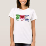 Cute Chef Peace Love Cooking Utensils T-Shirt<br><div class="desc">Peace Love Cooking. A cute chef gift for a meal cook featuring a peace sign,  heart,  and cooking utensils like a spatula and a wisk.</div>
