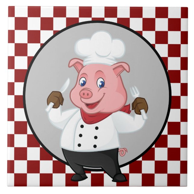cute chef pig kitchen tile (Front)