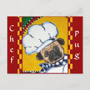 Cute Chef Pug Postcard