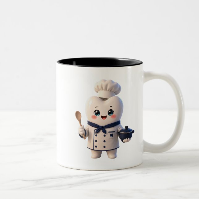Cute Chef Tooth Character Funny Dentist Gift Mug  (Right)