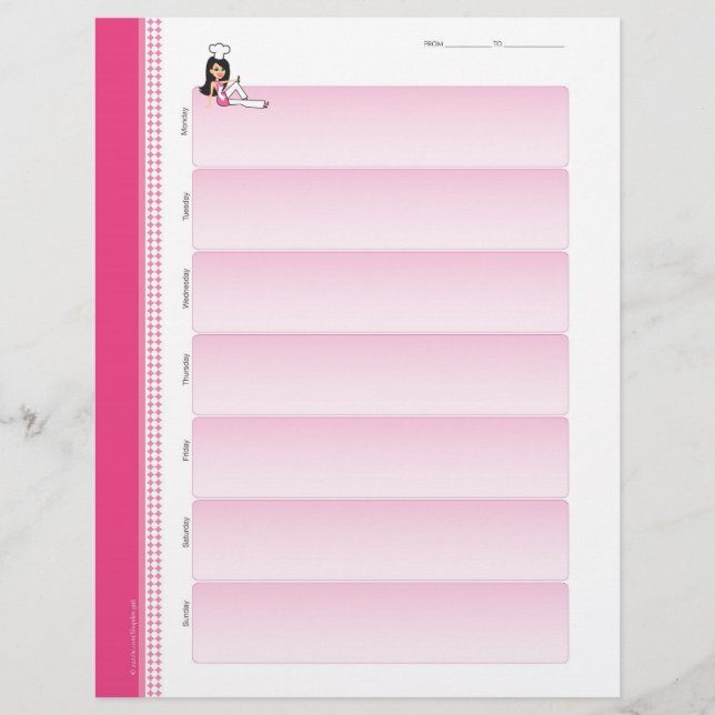 Cute Chef Weekly Planner Sheets Bulk Order (Front)