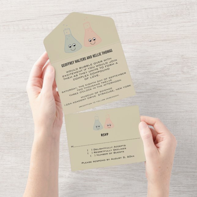 Cute Chemistry All in One Wedding Invite (Tearaway)