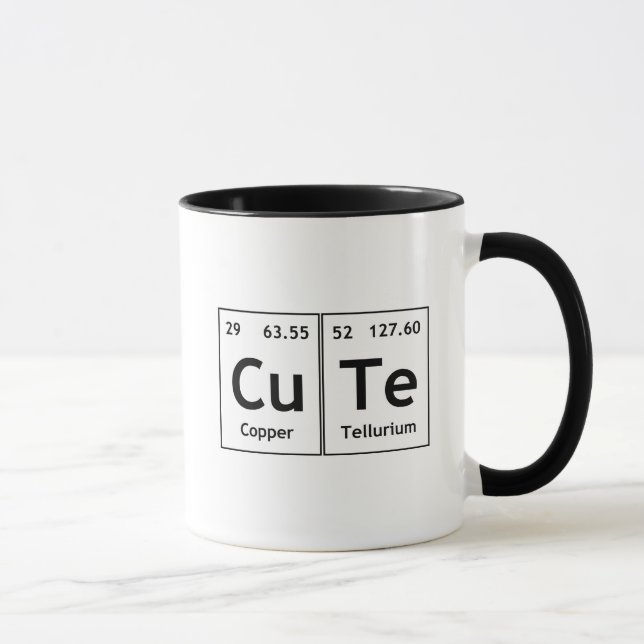 CuTe Chemistry Periodic Table Words Element Symbol Mug (Right)