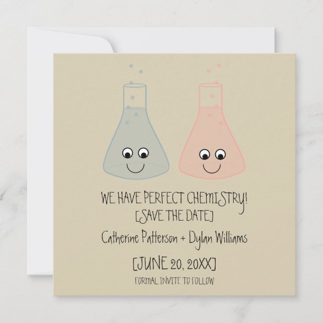 Cute Chemistry Save the Date Invite (Front)