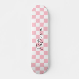 Cute Chequerboard Pattern Pink Skateboard