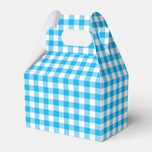 Cute Chequered Blue White Gingham Plaid Favour Box