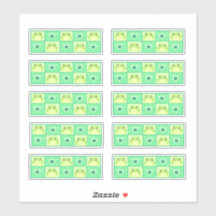 Cute Chequered Green Frog With hearts And Sparkles
