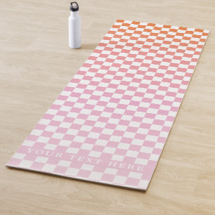 Cute Chequered Pink Orange Summer Yoga Mat