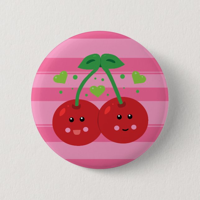 Cute Cherries 6 Cm Round Badge (Front)