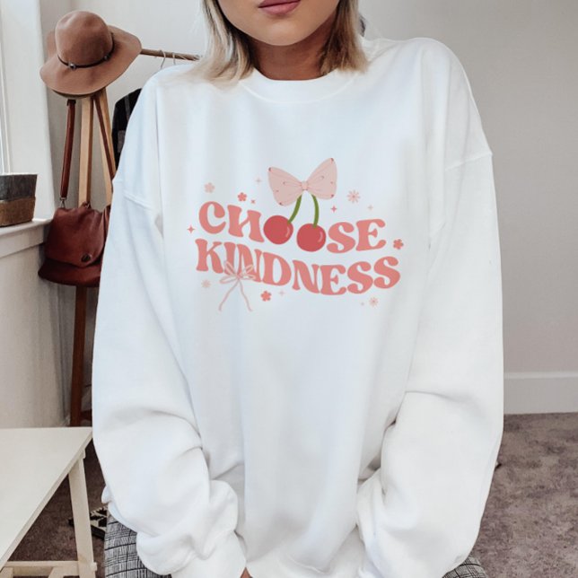 Cute Cherries & Bows Coquette 'Choose Kindness' Sweatshirt (Creator Uploaded)