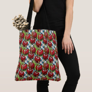 Cute Cherries Checkered Mid-Century Tote Bag