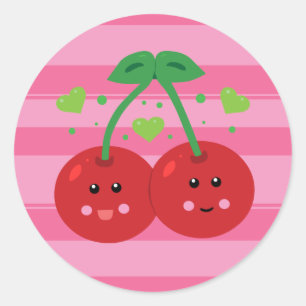 Cute Cherries Classic Round Sticker