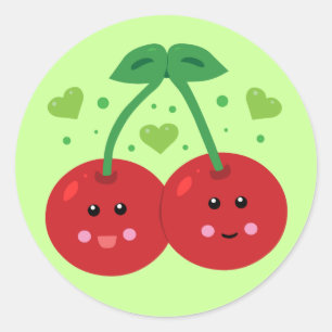 Cute Cherries Classic Round Sticker