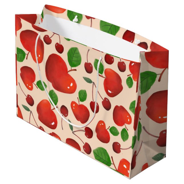 Cute Cherries Fruit Pattern Large Gift Bag (Back Angled)
