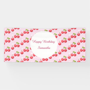 Cute Cherry 1st Birthday Party Banner