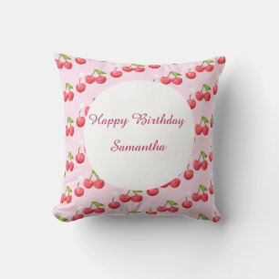 Cute Cherry 1st Birthday Party Cushion
