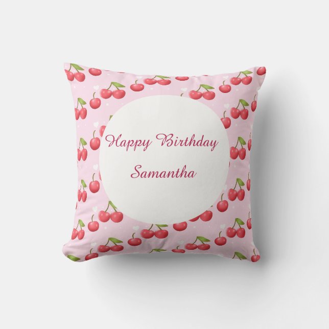 Cute Cherry 1st Birthday Party Cushion (Front)