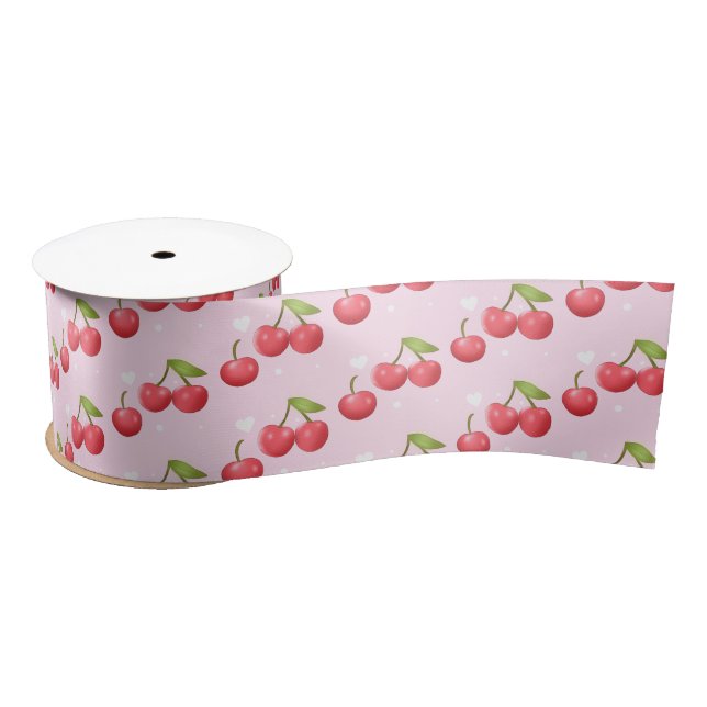 Cute Cherry 1st Birthday Party Satin Ribbon (Spool)
