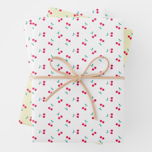 Cute Cherry Aesthetic Cherries Pattern Modern Wrapping Paper Sheet