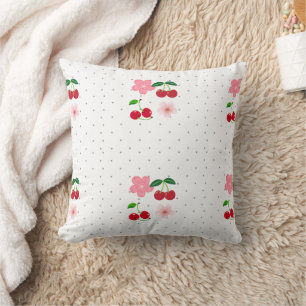 Cute Cherry and Blossom Pattern Wrapping Paper Cushion