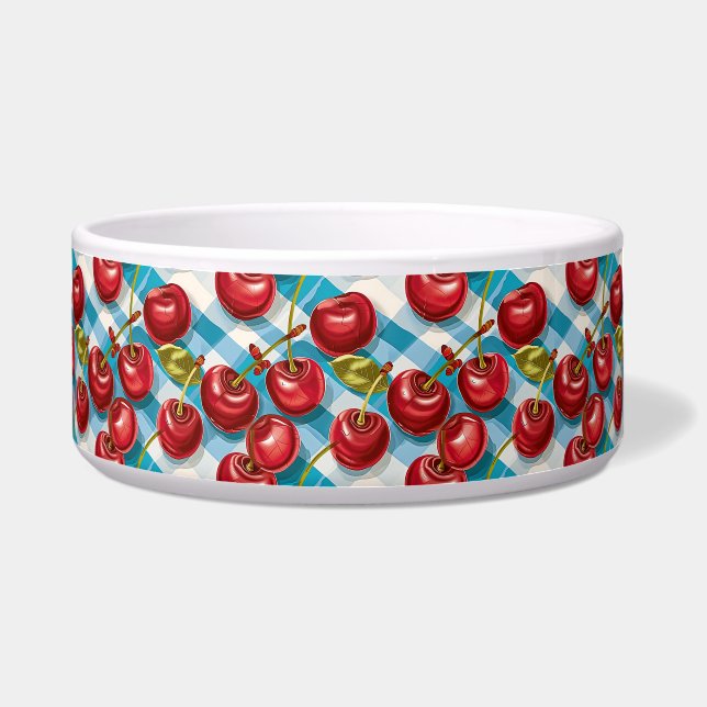 Cute Cherry and Blue Plaid Pattern  (Front)