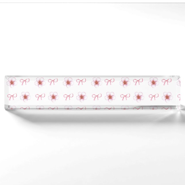 Cute Cherry Blossom Ribbon Design  Nameplate (Front)