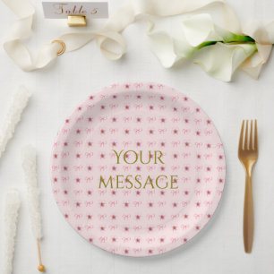 Cute Cherry Blossom Ribbon Design Paper Plate
