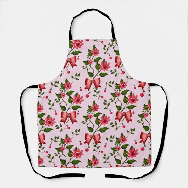 Cute Cherry Bow floral Pattern  Apron (Front)