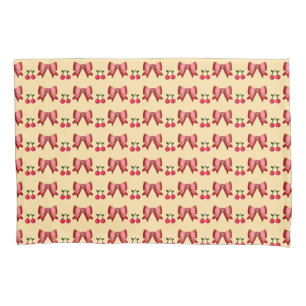 Cute Cherry Bow Seamless Pattern Pink Aesthetic Ka Pillowcase