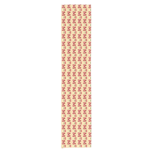 Cute Cherry Bow Seamless Pattern Pink Aesthetic Ka Short Table Runner (Front)