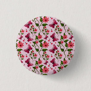 Cute Cherry Butterfly Pattern, Glossy Kawaii Fruit 3 Cm Round Badge
