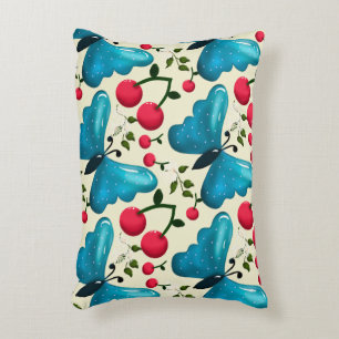 Cute Cherry Butterfly Pattern, Glossy Kawaii Fruit Decorative Cushion