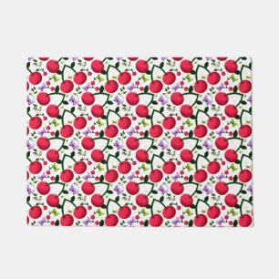Cute Cherry Butterfly Pattern, Glossy Kawaii Fruit Doormat