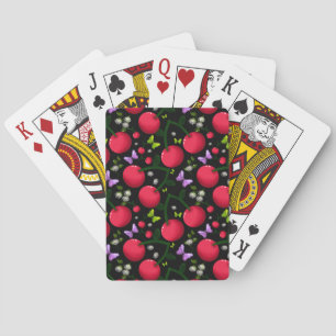 Cute Cherry Butterfly Pattern, Glossy Kawaii Fruit Playing Cards