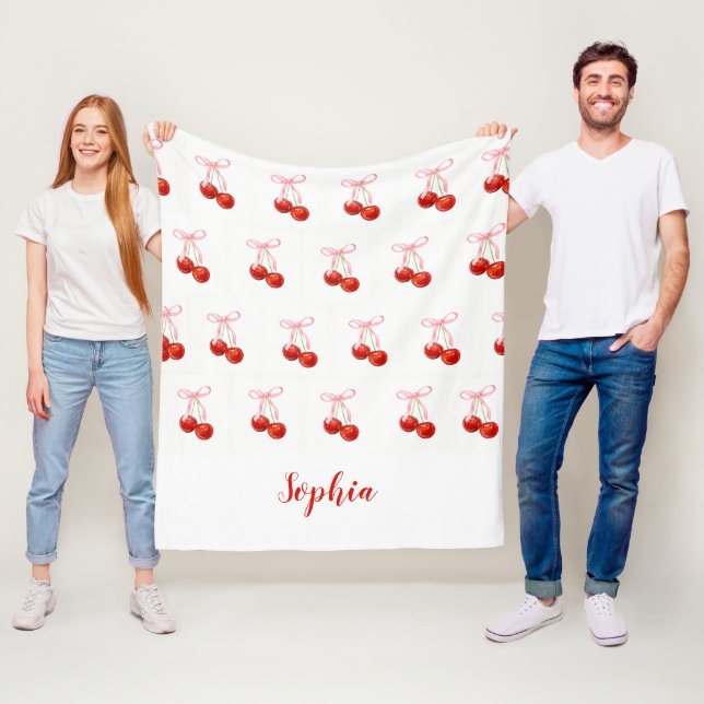 Cute Cherry Coquette Blanket - custom name (In Situ)