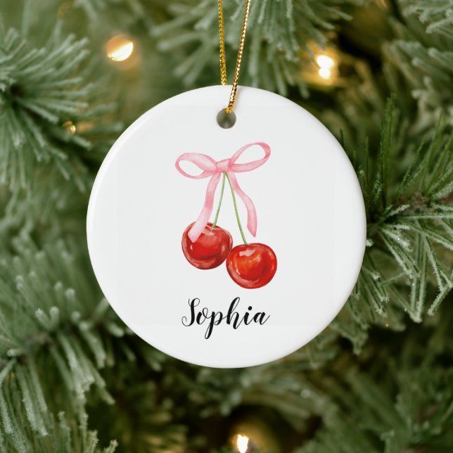 Cute Cherry Coquette  Ceramic Tree Decoration (Tree)