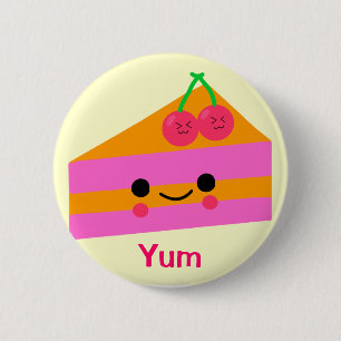 Cute cherry cream cake 6 cm round badge