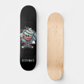 Cute Cherry Cupcake Custom Name Skateboard (Front)
