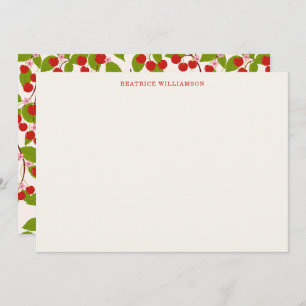 Cute Cherry Fruit Watercolor Pattern Personalized Card