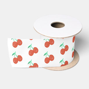 Cute Cherry Hand Drawn Sweet Birthday Red Satin Ribbon