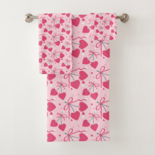 Cute Cherry Heart Towel Set   Sweet Retro Valentin