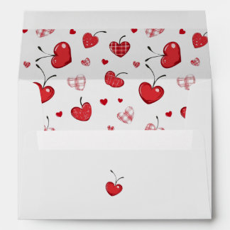 Cute Cherry Hearts Boho Scandinavian Valentine  Envelope