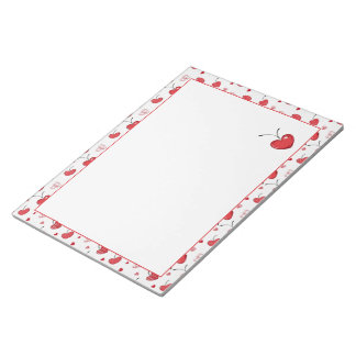 Cute Cherry Hearts Boho Scandinavian Valentine  Notepad