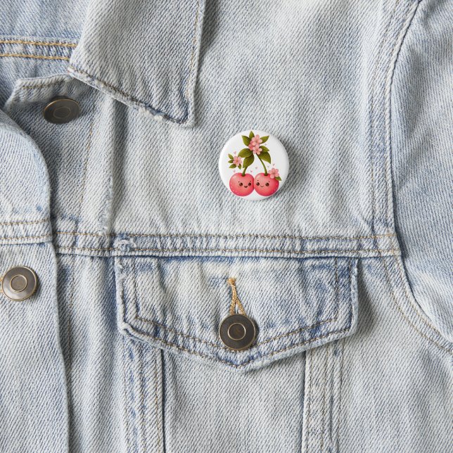 Cute Cherry Love Sticker 3 Cm Round Badge (In Situ)