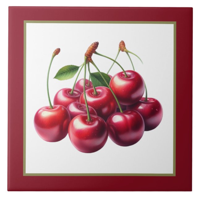 Cute cherry lovers kitchen  tile (Front)