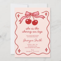 Cute Cherry on Top Bow Hand-drawn Baby Shower