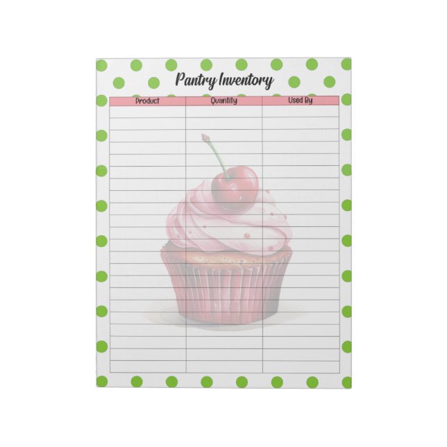 Cute Cherry Pantry Inventory List Notepad (Rotated)
